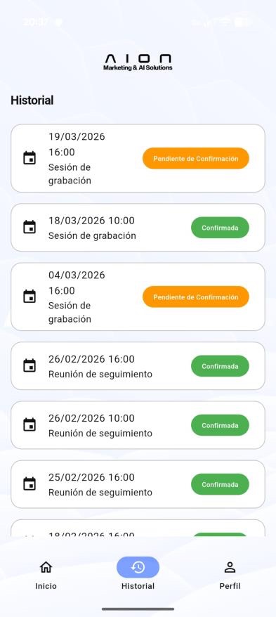 App Gestor de Citas — historial