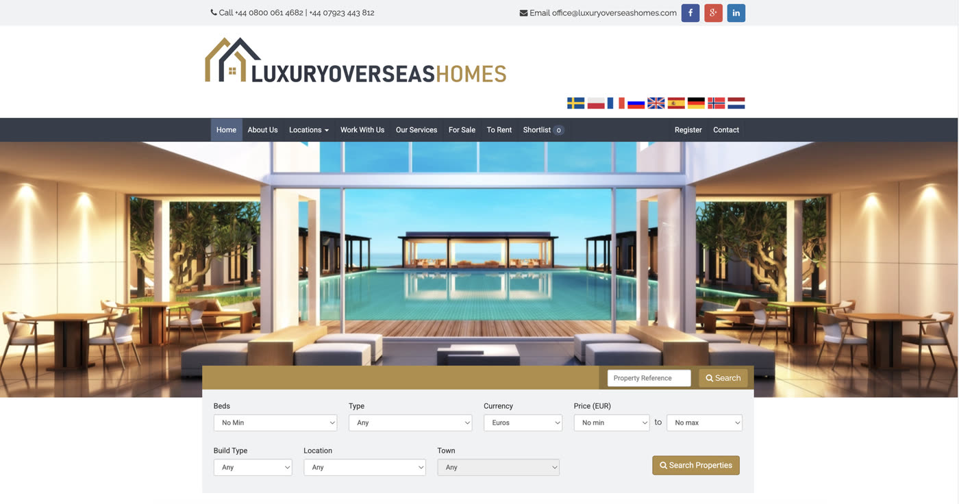 Luxury Overseas Homes — the old site, a generic template